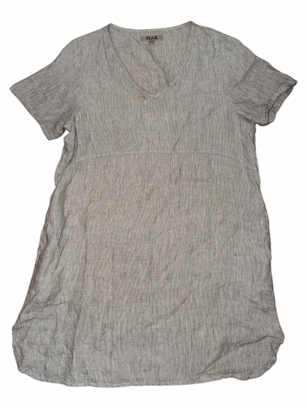 FLAX T-Shirt V-Neck Shift Dress with Pockets